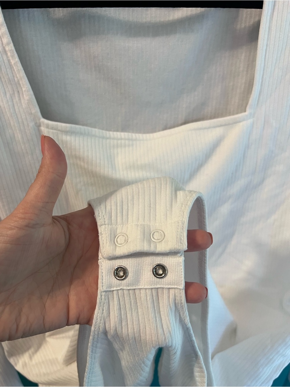 Old Navy White Ribbed Square Neck Long Sleeve Bodysuit - Picture 4 of 4